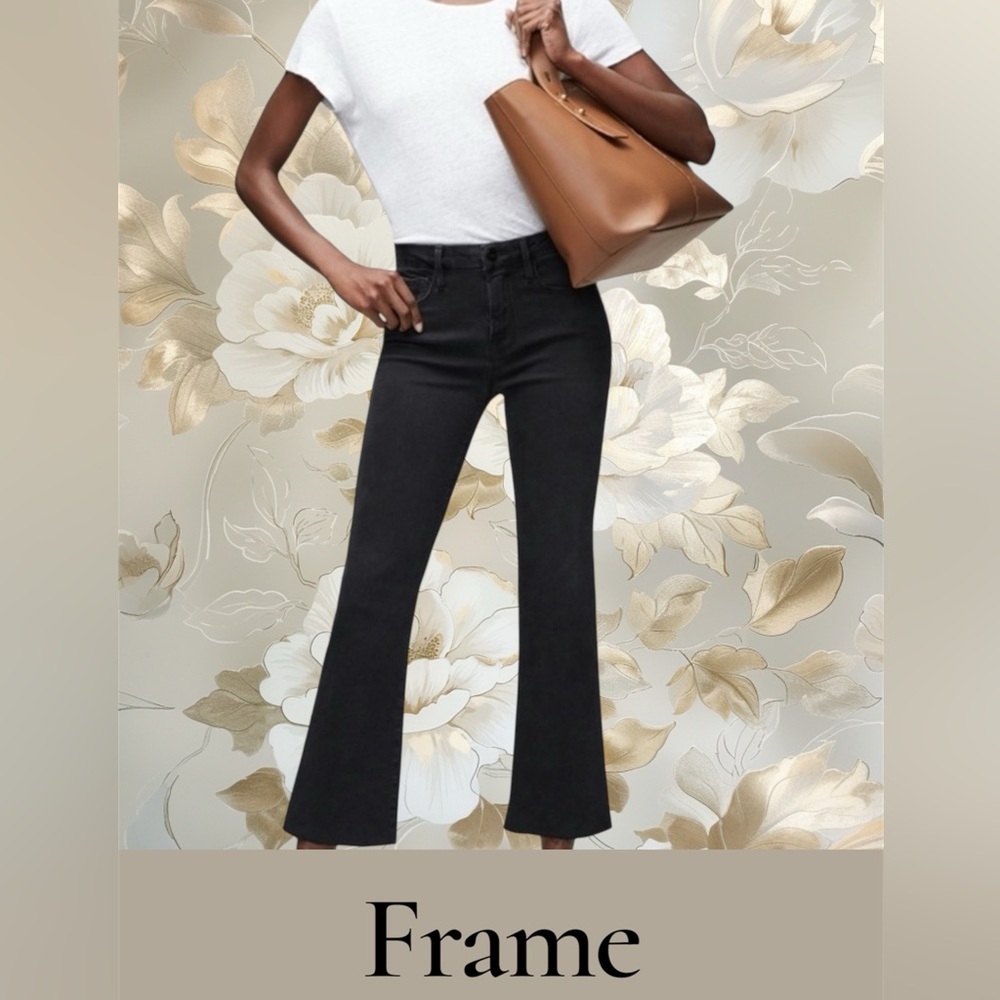 Frame NWT $225  Black Wash Le Crop Mini Boot Kerry sz 27 KRRY jeans - Picture 9 of 9